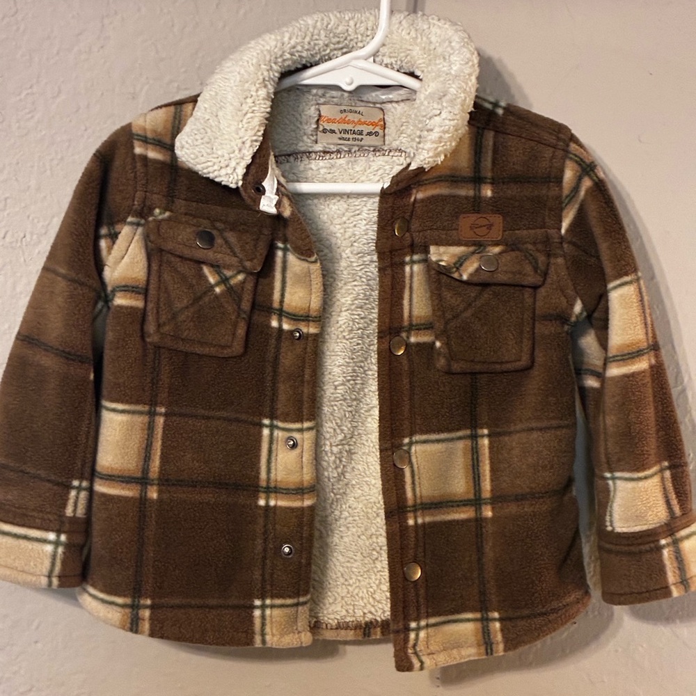 Weatherproof Brown Plaid Sherpa-Lined Jean Jacket
